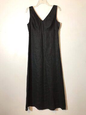 Vintage Banana Republic 100% Linen Classic V Neck Sleeveless Maxi Midi Dress 6